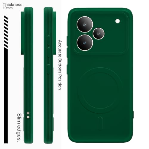 Image of Outlouders Back Cover for Realme P4 Pro 5G Soft Matte Silicone Cover with Slim Fit | Mag-Safe Logo (Not Mag-Safe Compatible) | Shockproof | Camera Protection Bumper Case (Green)