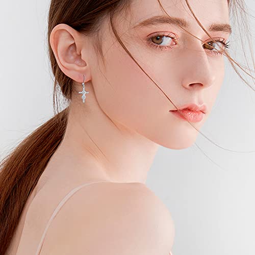 Infinity Cross Dangling Earrings For Women 925 Sterling Silver Religious Jewelry For Women Cross Drop Earrings Cross Leverback Earrings Jewelry Infinity Symbol Gifts Girls Wife #TOP3
