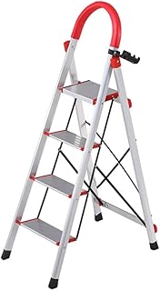 Ladder Step Ladders 4 Step Ladder Folding Step Stool Ladder with Sponge Handgrip and Tool Holder Portable Aluminum Stepladders for Household(Ladder B)
