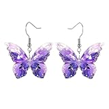 ❤️【Diseño de Mariposa】Las mariposas simbolizan la libertad y la belleza. Tras salir de su capullo, se transforman en mariposa, simbolizando la sublimación de la fealdad a la belleza. Con formas de mariposa exquisitamente detalladas y tonos intensos y vivos (incluyendo púrpura, azul, verde y variaciones multicolor), estos aretes de acrílico combinan la belleza inspirada en la naturaleza con un toque artístico. Deja que sean como una mariposa real a tu lado, haciéndote encantadora y elegante.