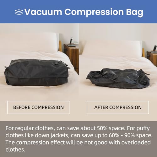 BAGAIL TPU Vacuum Bag for Travel, Reusable Compression Bag with IPX8 Waterproof Zipper, Save Space for Suitcase, Backpack and Carry on (Black, Large, No Pump)3
