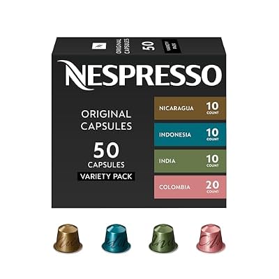 Nespresso Capsules Original, Master Origin Variety Pack, 50- Count (Pack of 1) Espresso Coffee Pods, Brews 1.35oz