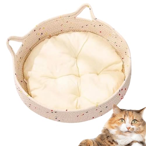 Generico Cuccetta Rotonda per Gatti - Cuccette Carine per Gatti da Interno - in Corda di Cotone per Riposo Casa Esterno Appartamento Cuccioli Cani Piccoli