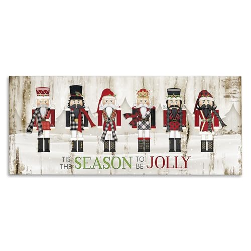 Stupell Industries to Be Jolly Festive Phrase Winter Christmas Nutcrackers, Designed by Jennifer Pugh Canvas Wall Art, 20x48, Off- White