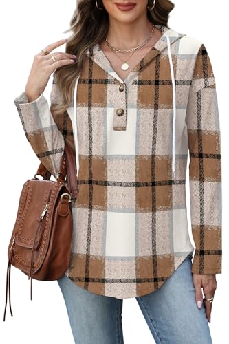 RUMIA Womens Tops V Neck Button Sweatshirt for Women Pullover Long Sleeve Shirts Fall Outfits 2025 Loose Fit S-3XL3