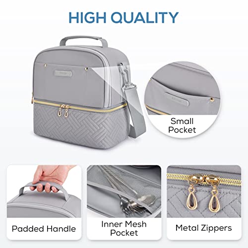 Tourit Lunch Bag Women Double Deck Lunch Box Insulated Lunch Cooler For Women Men Work, Gray #TOP4