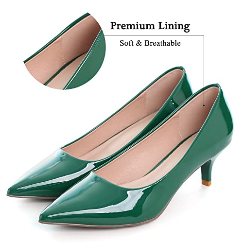 Image of Women's Low Kitten Heel Pumps Classic Fashion Dress Pumps Simple Heeled Shoes for Office Work