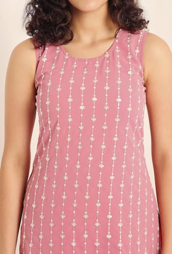 Image of SHOPPING QUEEN Women's Georgette Straight Kurta Sharara Set with Dupatta
