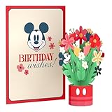 Lovepop Birthday Wishes Pop-Up Card with Mini Paper Bouquet for Her and Him - 3D Disney's Mickey Mouse Greeting Cards for Boys, Girls, Men, Women - 5' x 7' Card - Blank Notecard & Envelope Included