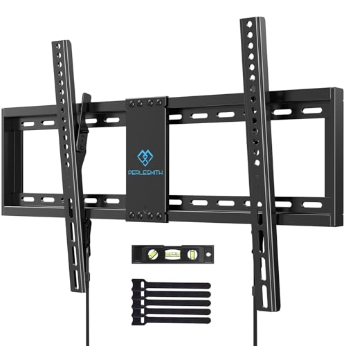 PERLESMITH UL Listed TV Mount for Most 37-85 inch TV Universal Tilt TV Wall Mount Fits 16- 24 Wood Stud with Loading 132 lbs & Max VESA 600x400mm Low Profile Flat Wall Mount Bracket PSLTK1