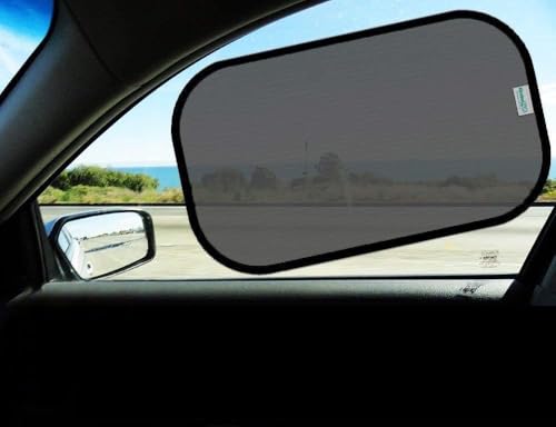 kinder Fluff Car Window Shade (4X Transparent Sunshades) - The Only Certified Car Window Sun Shade for Driver Proven to Block 99.95% UVR - Standard