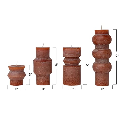 Creative Co-Op Unscented Totem Pillar, Spice Candles, 3" L x 3" W x 6" H, Orange by Creative Co-Op - Image 3