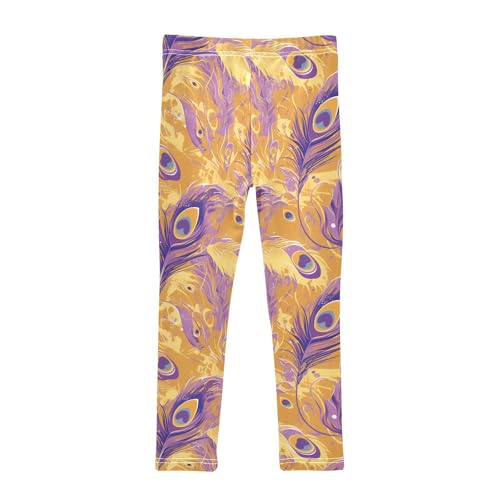 KLL Gold Peacock Feather Violet Toddler Baby Girl Legging Fashion Full Length Activewear Running2
