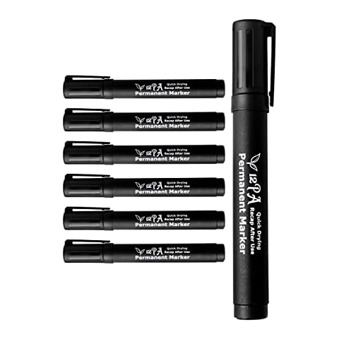 6 Black | Permanent Marker Pens | Thick Bullet Tip | Permanent Markers | Permanent Marker for Plastic, metal marker, Garden Marker Pen (6 Black Marker Pen) Cover