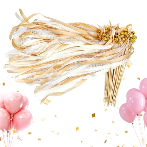 Baguettes De Mariage Avec Ruban | Grande Quantité De Baguettes Festives,Accessoires Événementiels Avec Clochettes Pour Cérémonies Mariage Fête Départ