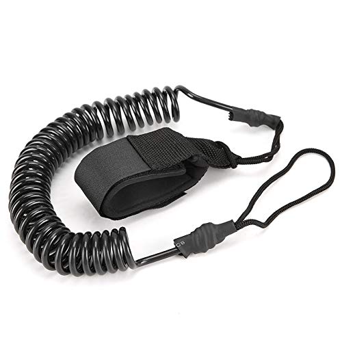 equlup Surfing Board Leash, TPU Elastic Water Sports Foot Rope Surfing Paddle Board Ankle Spring Traction Leg Strap for Bodyboard, Paddleboard, Black