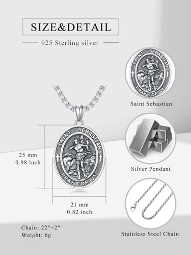 Collier Saint Sébastien Seiyang médaille gravée de haute précision avec chaîne renforcée