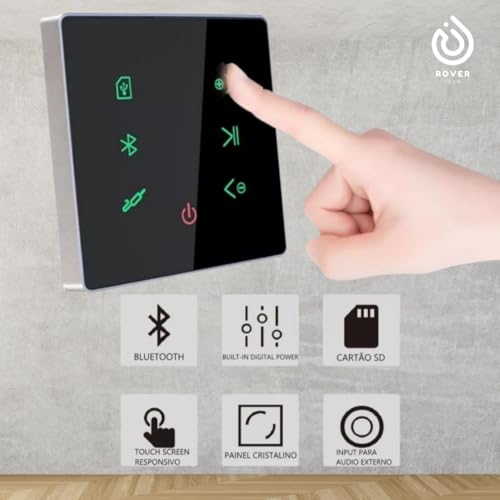 Amplificador De Parede Bluetooth Som Ambiente Touch Screen
