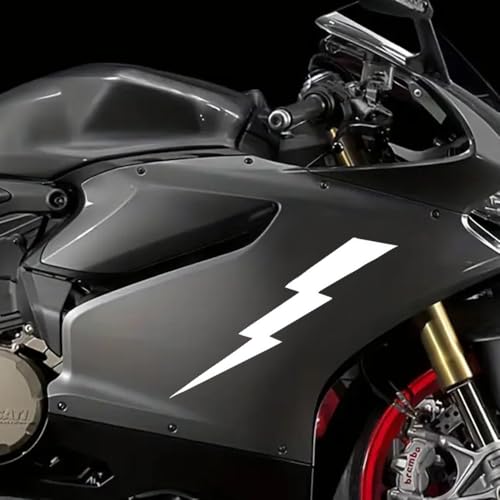 Zukhl 1 Pair Lightning Bolt Decal Vinyl Sticker, 1.57'X7.87', Auto Motorcycle Window Bumper Windshield Die Cut Decal, Waterproof &Amp; Durable Car Exterior Accessories #2Bz484 (White)