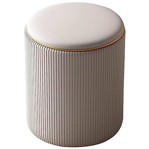 GODFSAHG Reposapiés tapizado en Gris Claro con Almacenamiento, reposapiés Redondo para Sala de Estar, Dormitorio, tocador, Mesa Auxiliar con Asiento y Almacenamiento