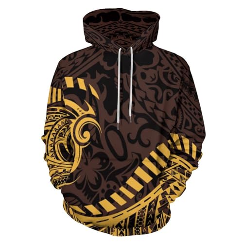 Men Polynesian Tribal Hoodies Women Hawaiian Samoan Casual Long Sleeve Pullover Hooded Sweatshirt Pocket S-6XL