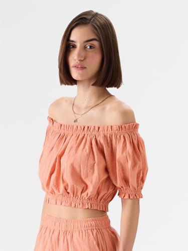 Image of The Souled Store Women's Cotton Solid Regular Fit T-Shirt