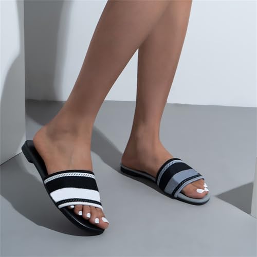 Women's Embroidered Flat Sandals, Comfortable Summer Casual Shoes, Breathable Open-Toe Beach Sandals for Walking, Vacation4