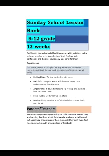 Sunday School Lesson Book Grades 9-12: The Feelings Book: How God Helps Us with Fear, Anger, and Joy (Faith and Feelings: God�fs 