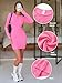 EXLURA Women Fall Long Sleeve Crewneck Mini Dress Casual Stretchy Textured Office Wedding Cocktail Party Bodycon Dresses 2025 Hot Pink