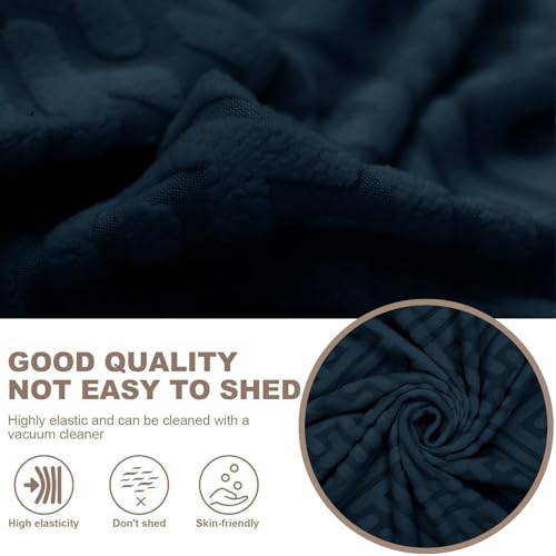 Image of Lukzer 2 Seater Pastel Marine Blue Grid Maze Pattern Sofa Cover | 240 GSM Universal Stretch Fit Jacquard Fabric Couch Protector | Fully Covered Anti Slip & Washable Sofa Cover (180-230cm /SC-110-02)