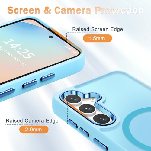 Image of for Samsung Galaxy S25+ Plus Case, Matte Magnetic Phone Case with 1 Screen Protector, Support for Magsafe, Translucent Frosted Shockproof Protective Cover for Samsung Galaxy S25+ Plus, Light Blue