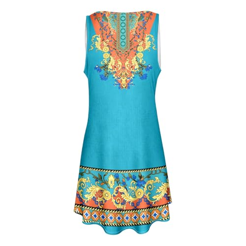 Robe d'été décontractée ciel fluide et boutonnée sans manches - 4