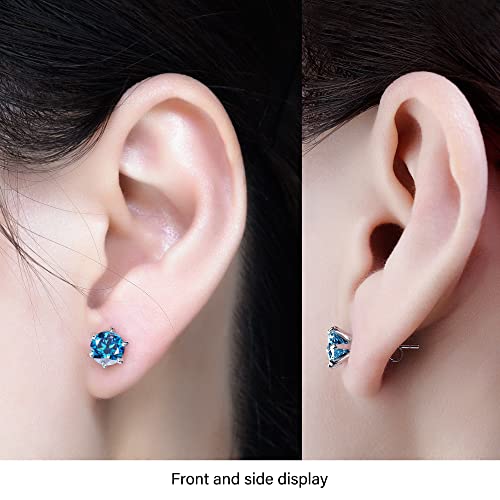 GIGAJEWE Moissanite Stud Earring Round Cut Total 2.0ct,18K White Gold Plated Silver Earring for Women Men…3