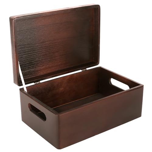 Creative Deco Large Brown Wooden Box Storage with Hinged Lid by Creative Deco - Used condition - US$24.58