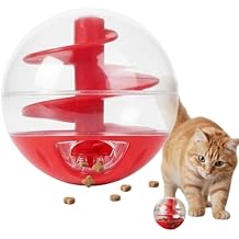 Cat Treat Dispenser Toy Interactive, Slow Feeder Cat Treat Ball for Cats, Adjustable Portions Food Ball for Cats Kitten Training, Small Puzzle Ball Cat Treat Dispenser Toys, 2 x 2in