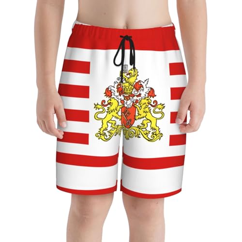 Flag of The Senate of Bremen X-Large Youth Beach Pants, Soft and Breathable, with Drawstring Waist, Suitable for Sports and Leisure. Black3