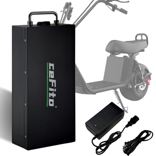 Cefito 60V 15Ah Motorcycle Battery 60volt Electric Motorcycle Lithium-ion Battery 60V 15Ah Wide Tire Electric Bicycle Batteries for 250W 350W 500W 700W 900W 1000W Motorcycles