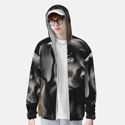 Chaqueta Ligera para Perro Labrador Negra con Capucha miniatura 2