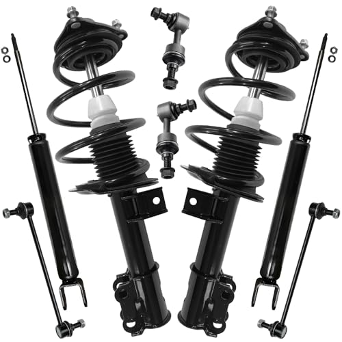 Image of Detroit Axle - 8pc Struts Shocks Kit for 2012 2013 2014 Hyundai Sonata w /Sport Suspension, 2 Front Struts with Coil Spring 2 Rear Shock Absorbers 4 Front Rear Sway Bar End Links Replacement