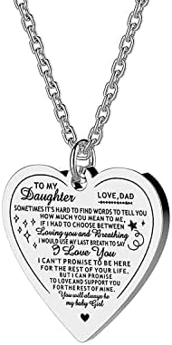 VIMIEW Mother Father to Daughter Necklace Inspirational Mother's Day Gifts (Love from Dad Heart necklace - Some times it's hard to find words to tell you how much you mean to me