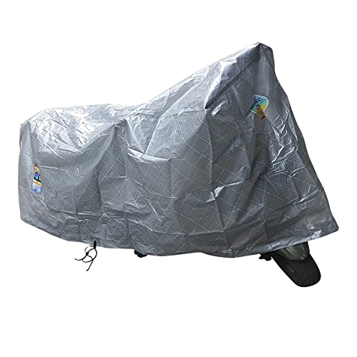 Image of Supreme Silpaulin Multilayer Cross Laminated UV Stabilized Waterproof Two Wheeler Covers for Bike Scooter Scooty Activa to Protect from rain Sunlight dust and Others (Silver Grey, Medium)