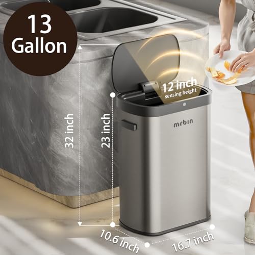 Caneca de basura rectangular de acero inoxidable 50 L miniatura 3