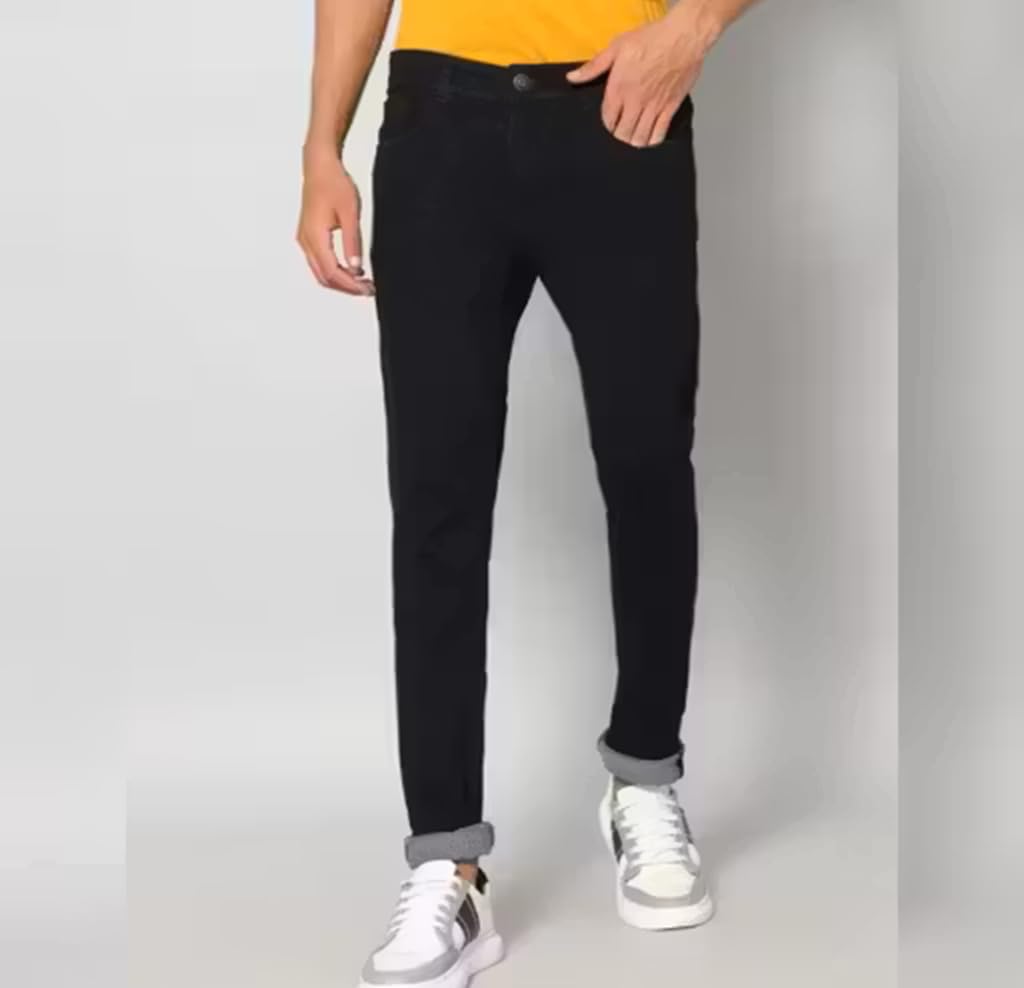 Men’s Slim Fit Jeans | Stretchable Jeans for Men |Casual Cotton Blend Pants with Classic 5-Pocket Style Black-picture-33