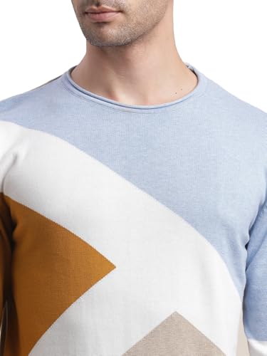 Pull en tricot multicolore homme sweat-shirt col rond chaud