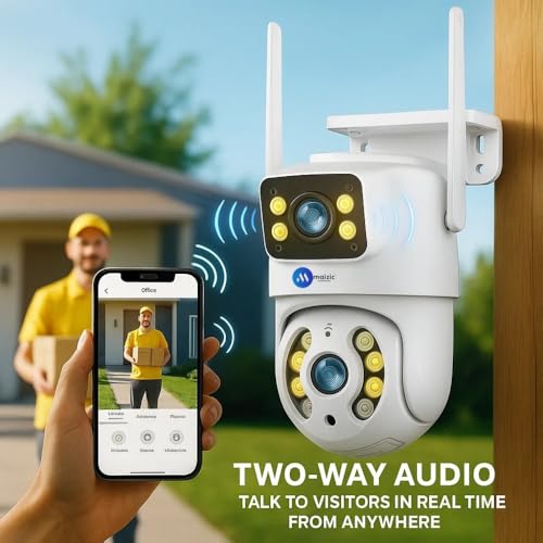 Image of Maizic Smarthome Supercam Fox 5MP+5MP Dual Lens WiFi Outdoor CCTV Camera | Full HD | Color Night Vision | Human Detection | 2-Way Audio | Multi-User View | 128GB SD Card Support | Waterproof