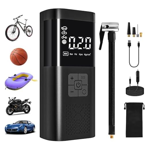 Mini Compresor Aire Portatil, 6000mAh 150PSI Bomba de Aire Bicicleta, Inflador Ruedas Coche con Sensor de Presión, Pantalla LCD Digital y Linterna LED, 4 Modos para Coche, Moto, Scooter, Bicicleta