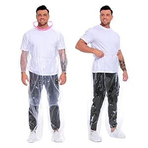 Raincoat Set Disposable 2 Pack Plus Size Adult Rain Ponchos with Hood Rain Coats Emergency Waterproof Rainpants Suit