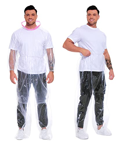 Raincoat Set Disposable 2 Pack Plus Size Adult Rain Ponchos with Hood Rain Coats Emergency Waterproof Rainpants Suit