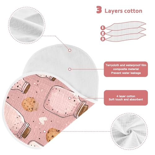 Cute Milk Bottle Cookie Burp Cloths Baby Boys Girls Absorbent Soft Cotton Burping Cloths Rags, 4 Pack3