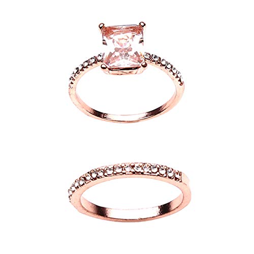 Sperrins Plated Gold Simulated Diamond Stackable Ring Set Eternity Bands for Women